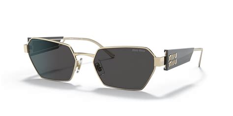 Miu Miu MU 53WS 58 Dark Grey & Pale Gold Sunglasses